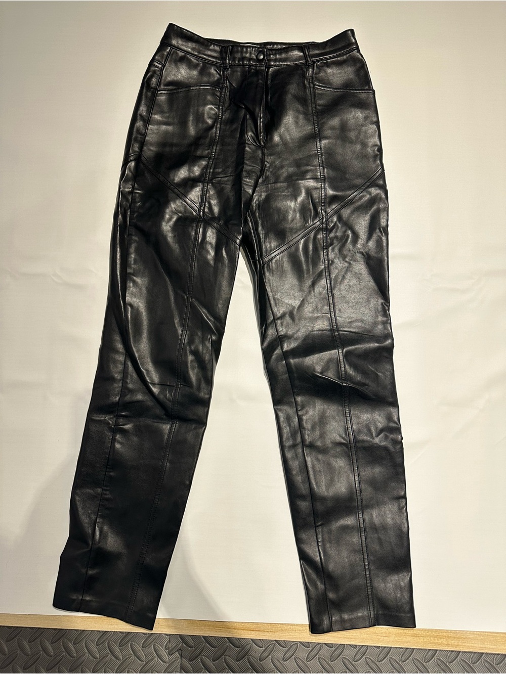 Wilfred Black Faux Leather Panel Pants